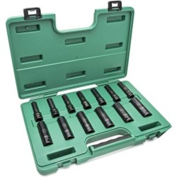 Sata 13 Tlg. 1/2 Zoll 6-Kant Kraft-Stecknuss Set lang & extra dünn